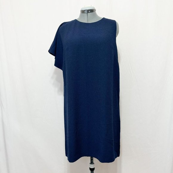Chelsea28 NWOT Sz XL Navy One Shoulder A-Lined Lined Dress - Picture 6 of 13